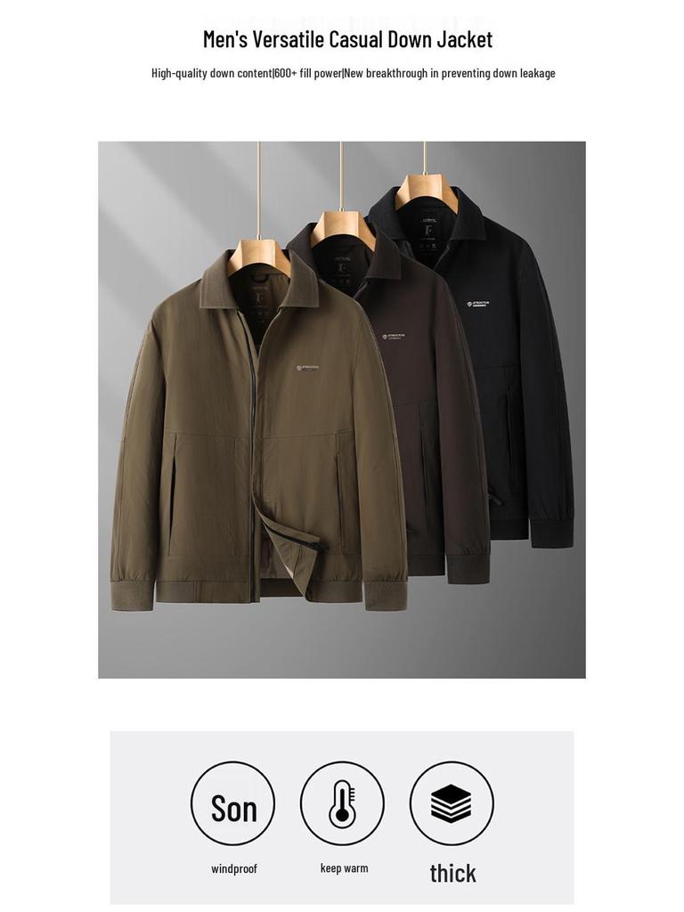 Men's Plus Size 2025 Winter Loose Fit Warm Down Business Casual Coat