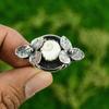 Statement Flower Ring Size 6.75 925 Silver Natural Shiva Eye Shell