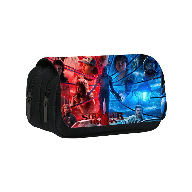 Stranger Things 4 Doppellagiges Federmäppchen mit großem Fassungsvermögen für Schüler und Bürogebrauch