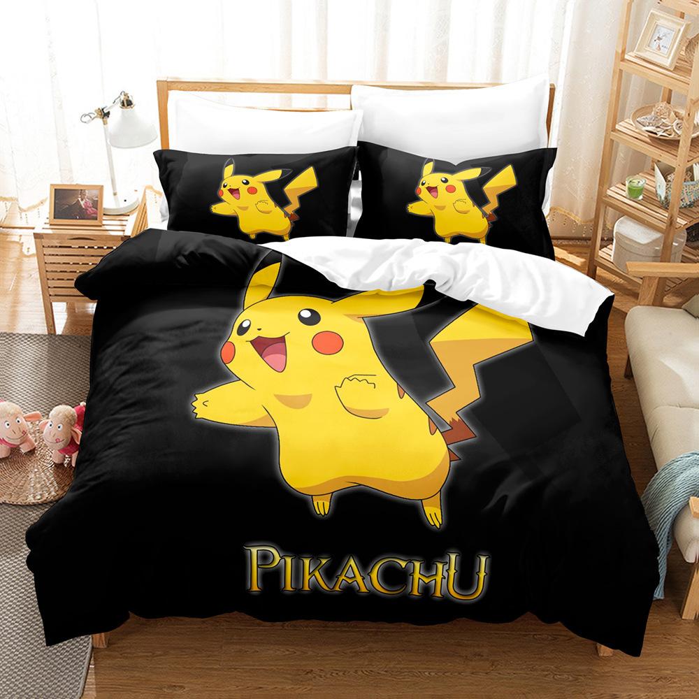 Anime Design Duvet Cover Set,Pikachu children's Bedding Cover and Pillowcase 75*50cm,Cartoon Children's bedding Set With zipper