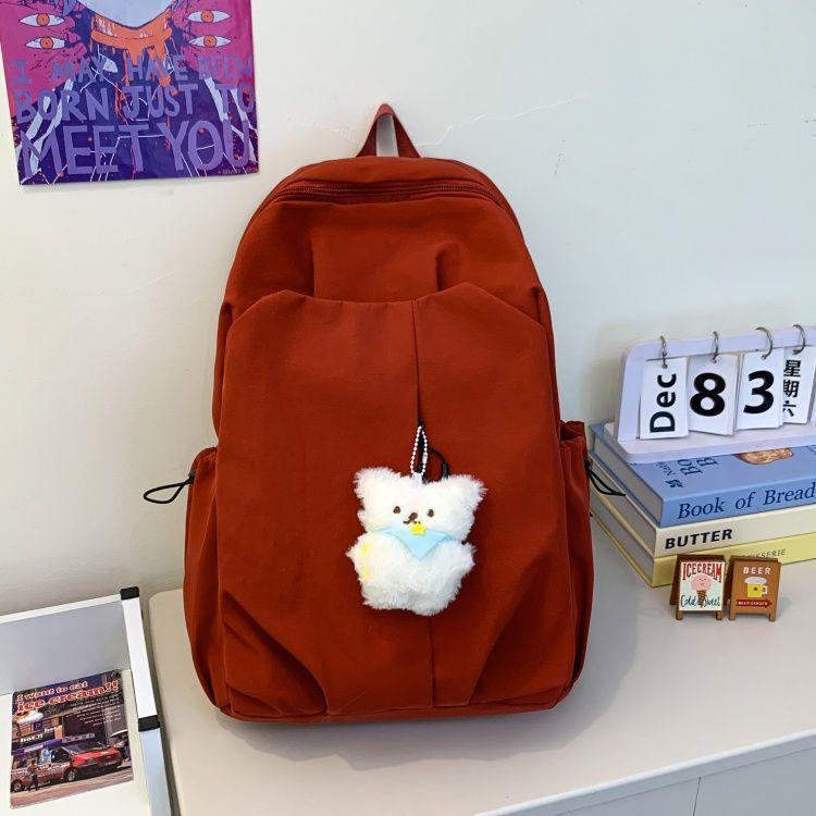 Schoolbag Large Capacity Versatile Student School Bag Casual Backpack Junior High School Dibai Solid Color Backpack Simple Travel High School Student