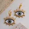LingMiao Stylish Devil's Eye Stud Earrings 18K Copper Gold-Plated Fashion Drop Design Piercing Jewelry