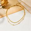 Double Layer Rice Bead Titanium Steel Necklace - Women's Summer Clavicle Chain