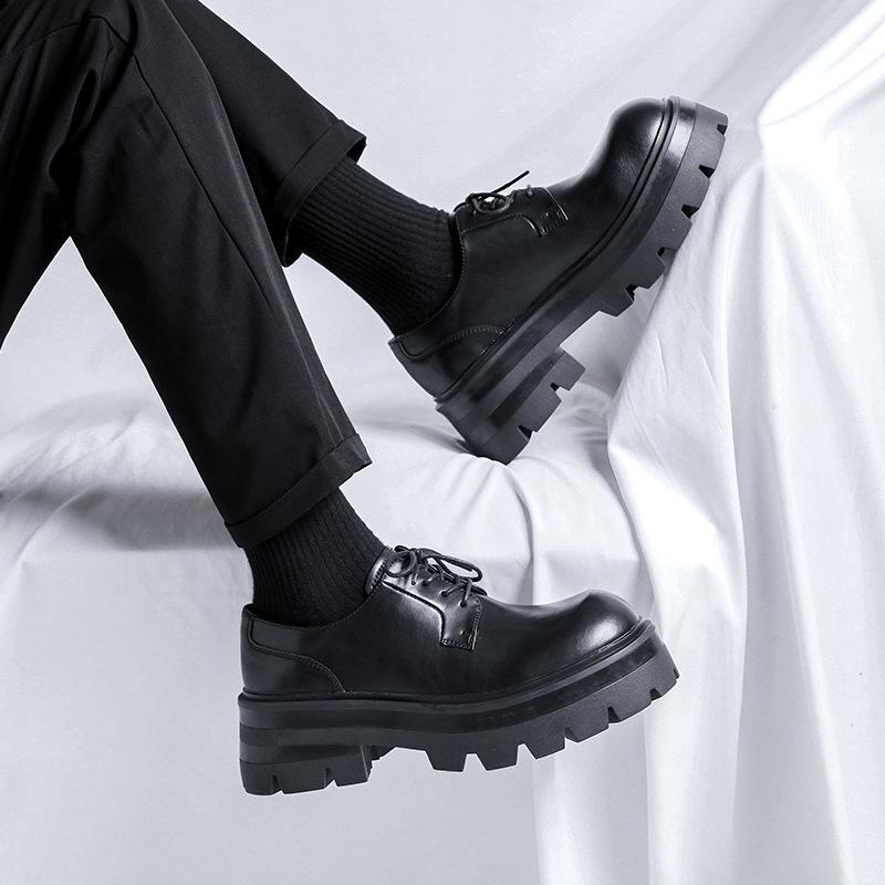 Lederschuhe Herren Business Kleid Big Head Feeling Britischer Stil Dicke Sohle Höhe Hochzeit Bräutigam Derby Schuhe 8133-R