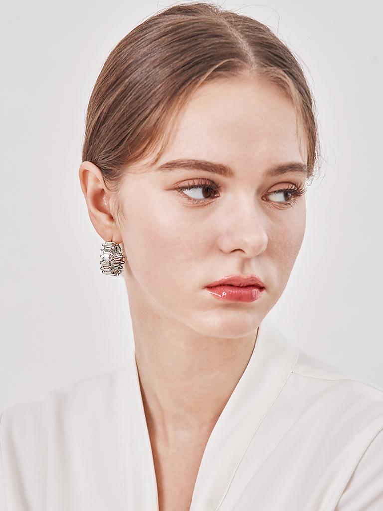 Geigerjewelry Big Size Line Ring Earrings Gisvee150 (Silver 925 Pin)
