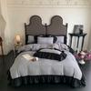 Jacquard Duvet Cover Set with Black Ruffles Brushed Bedding Set Single/Queen/King Size Solid Color parure de lit  Luxury Bedding