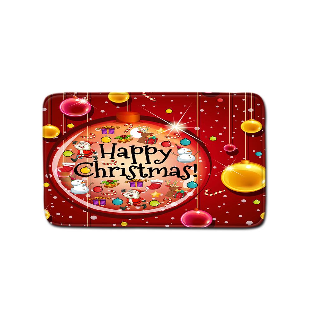 Christmas Shower Curtain Floor Mat Combination Four-Piece Set Kitchen Door Mat Bedroom Living Room Carpet