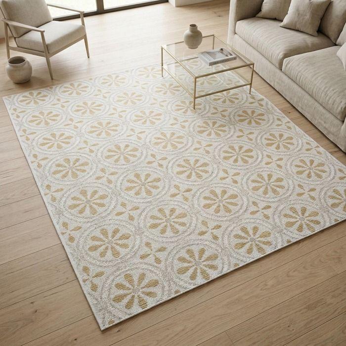 Tapis extérieur intérieur moderne jaune et beige 160x230