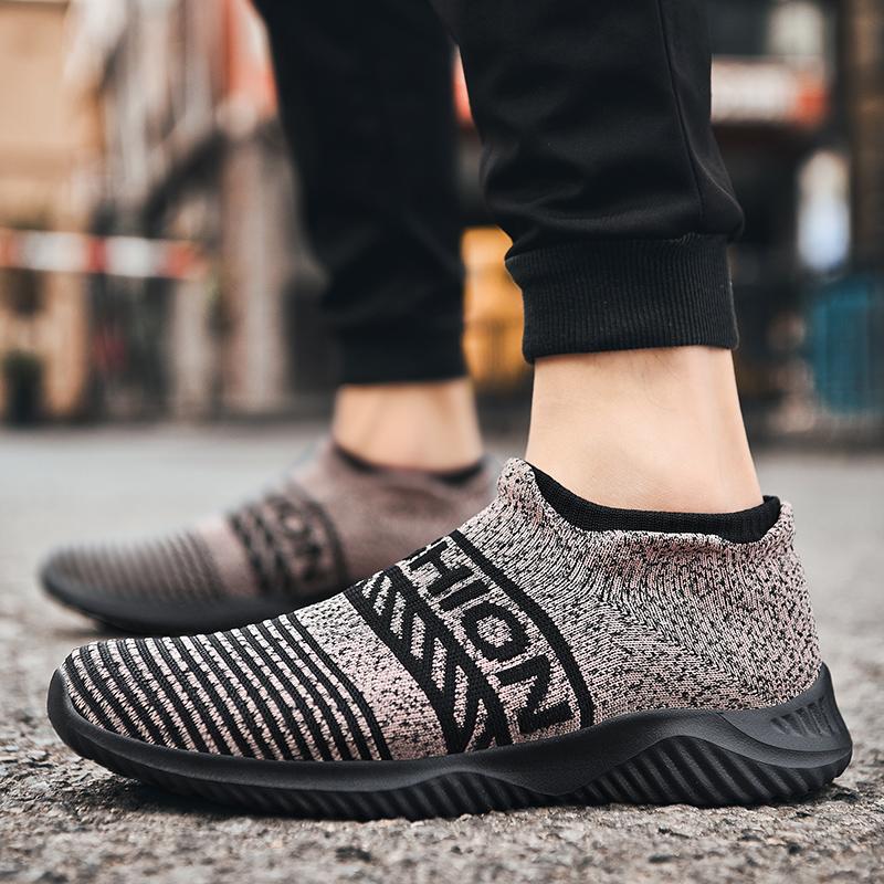Fashion New large size men's fashion flying mesh casual shoes comfortable sports thick sole anti-slip wear-resistant couple sports shoes