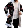 Men's Christmas Long Hooded Cardigan With Pockets Warm Jacket