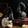 Halloween Crow Skull Night Light Table Lamp Halloween Decorative Skull Lamp Gothic Decorative Night Light Resin Craftsmanship