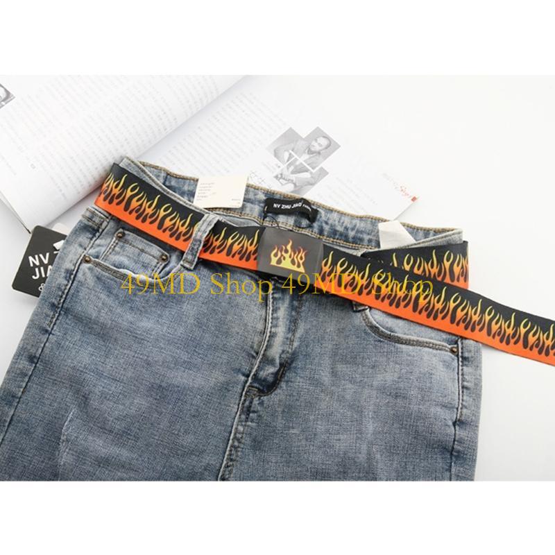 49MD Punk Flame Design Adjustable Unisex Belt For Hip Hop Streetwear Fashion Accessory
