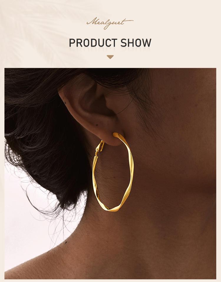 Twist Circle Hoop Earring for Women, Stainless Steel Click-Top Mobius Hoop Huggies Earring, Tarnish Nickel Free Valentine's Gift