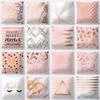 Luxurious Polyester Pillow Case Cover With Rose Gold Geometric Pattern For Home Decor