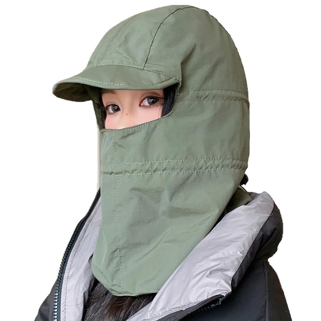 Hats that can wear helmets, men's and women's winter mountaineering, skiing, thermal pullover, face mask, neck protection, Lei Feng hat tide