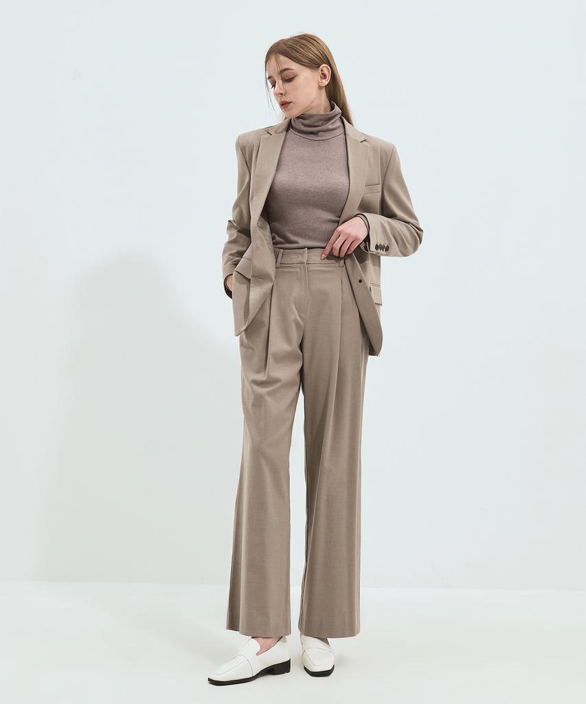 Solteuaenchokollis (Set-Up) Wool Wide Pintuck Slacks Beige 4W223V301