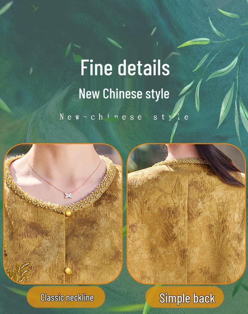 Elegant Beaded Coat: Spring/Autumn Chinese Style Jacket for Middle-aged and Elderly Women