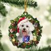 Decorative Christmas Dogs Ornament 2D Xmas Dogs Keychain Christmas Tree Pendant  Christmas