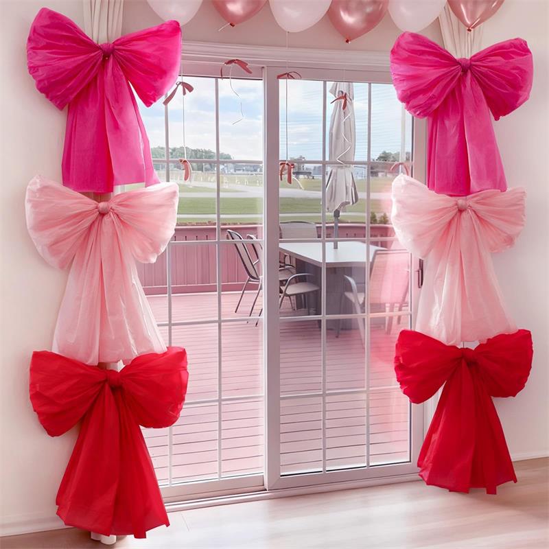 Valentines Day Decorations – 1/3 Pack DIY Giant Wall Bows, Hanging Valentine & Galentines Bow Decor – Cute Pink Red Large Bows for Door, Window