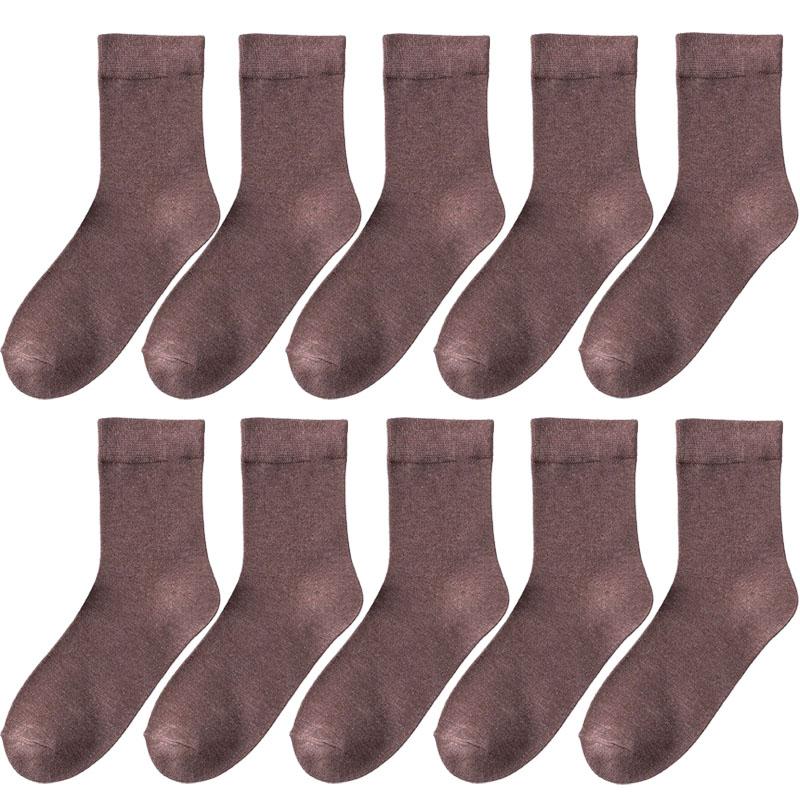 10 Pair Women's Bamboo Fiber Socks Harajuku Retro Solid Color Casual Ladies Set Black Socks Korean Style White Socks