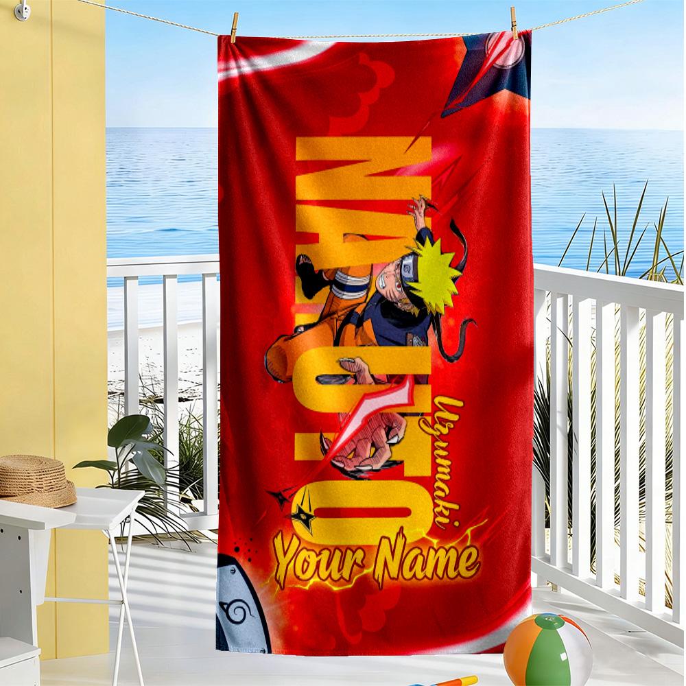Naruto Character Customize Your Name Beach Towel High Absorbency & Quick-Dry Suitable for Sports Travel Swimming Yoga Bathroom Beach And Pool