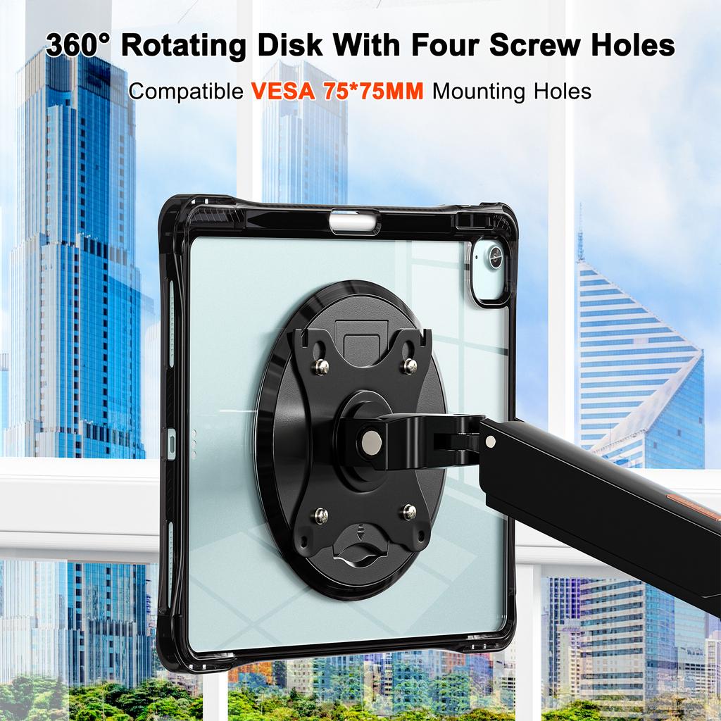 Clear Case for iPad Air 13 (2025)/(2024)/Pro 12.9 (2022)/(2021)/(2020)/(2018) PC+TPU+Acrylic Kickstand Cover