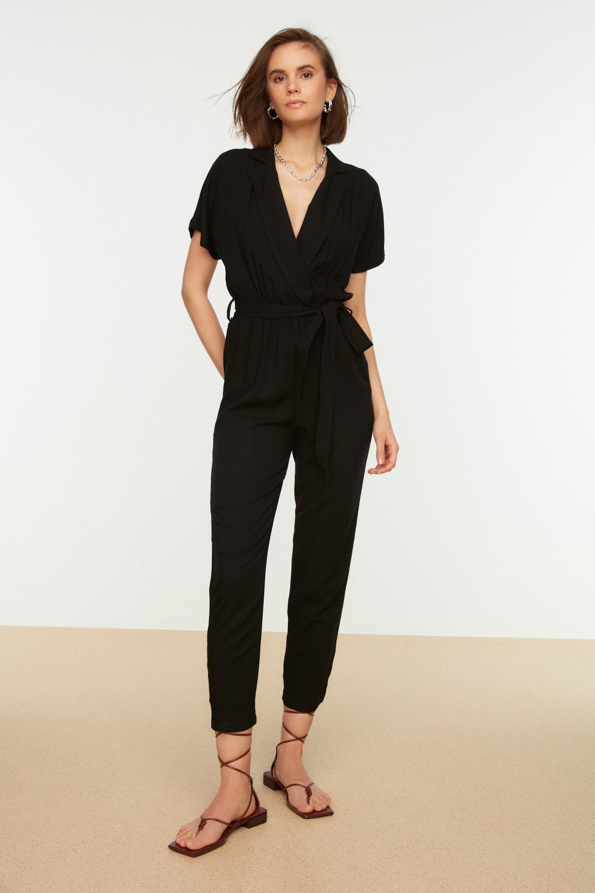 

Черный комбинезон с переплетом TWOSS19LJ0158..