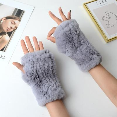Nuove Donne 100% Reale Genuino Lavorato A Maglia Pelliccia di Coniglio Rex Guanti Inverno Caldo Della Signora Vera Pelliccia Guanti Senza Dita Fatti A Mano In Maglia Guanto di Pelliccia