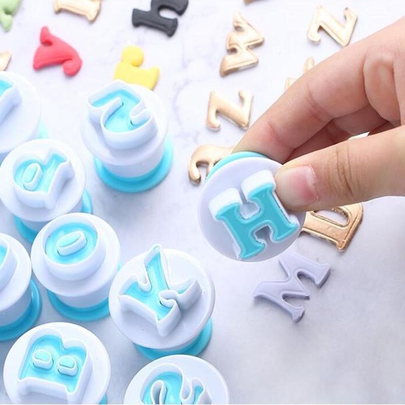 Baking Pastry Mold Letter Fondant Cookie Cutter 26pcs Upper Lowercase Alphabet and 10pcs Number Cake Decoration Tools GYH