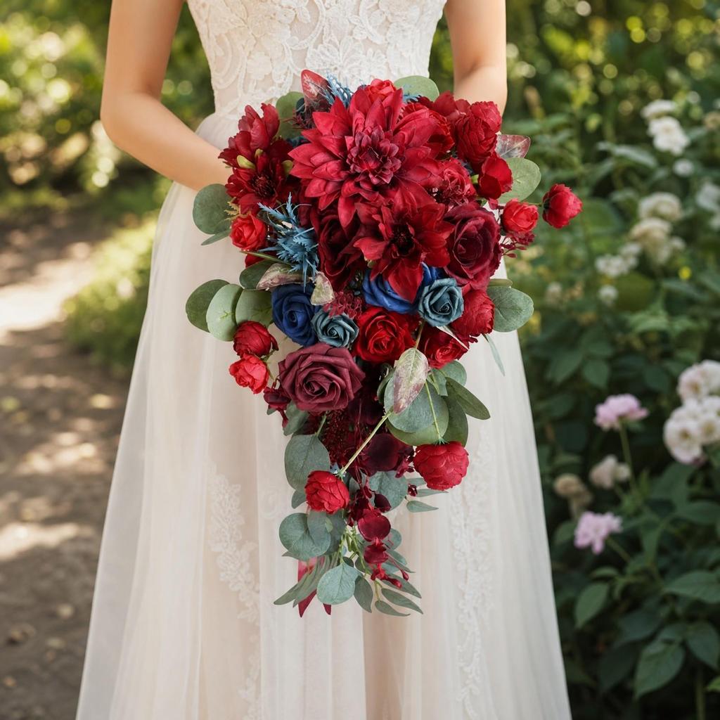 Flower Arrangement Layered Cascading Teardrop Bridal Bouquet Lens-Ready for