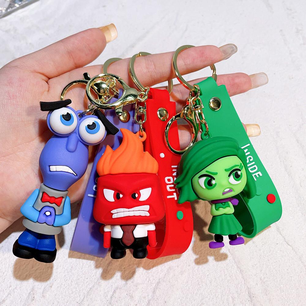 Adorable 2024 Movie Inside Out Keychain With Cute Amy Bobby Dr. Sadness Silicone Keyring For Men And Women