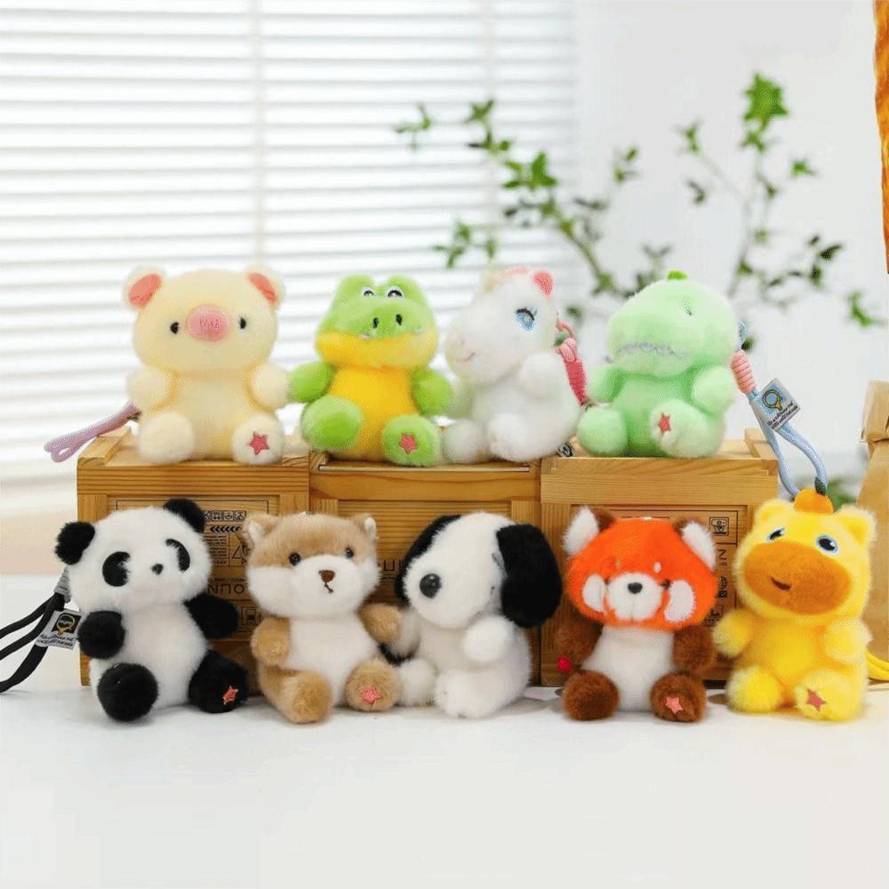 Multicolor Cartoon Animal Plush Doll Soft Stuffed Design Hanging Pendants Elephant Cow Raccoon Panda Koala Duck Bag Ornament