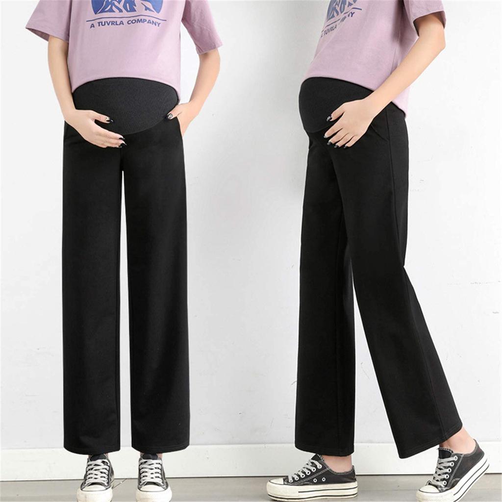 Onabebi Maternity Wide Leg Pregnancy Lightweight Fleece Adjustable Slimming Effect Wide Leg Pants Black Pants, Pants, Pants, Lining, Leg-Lengthening,