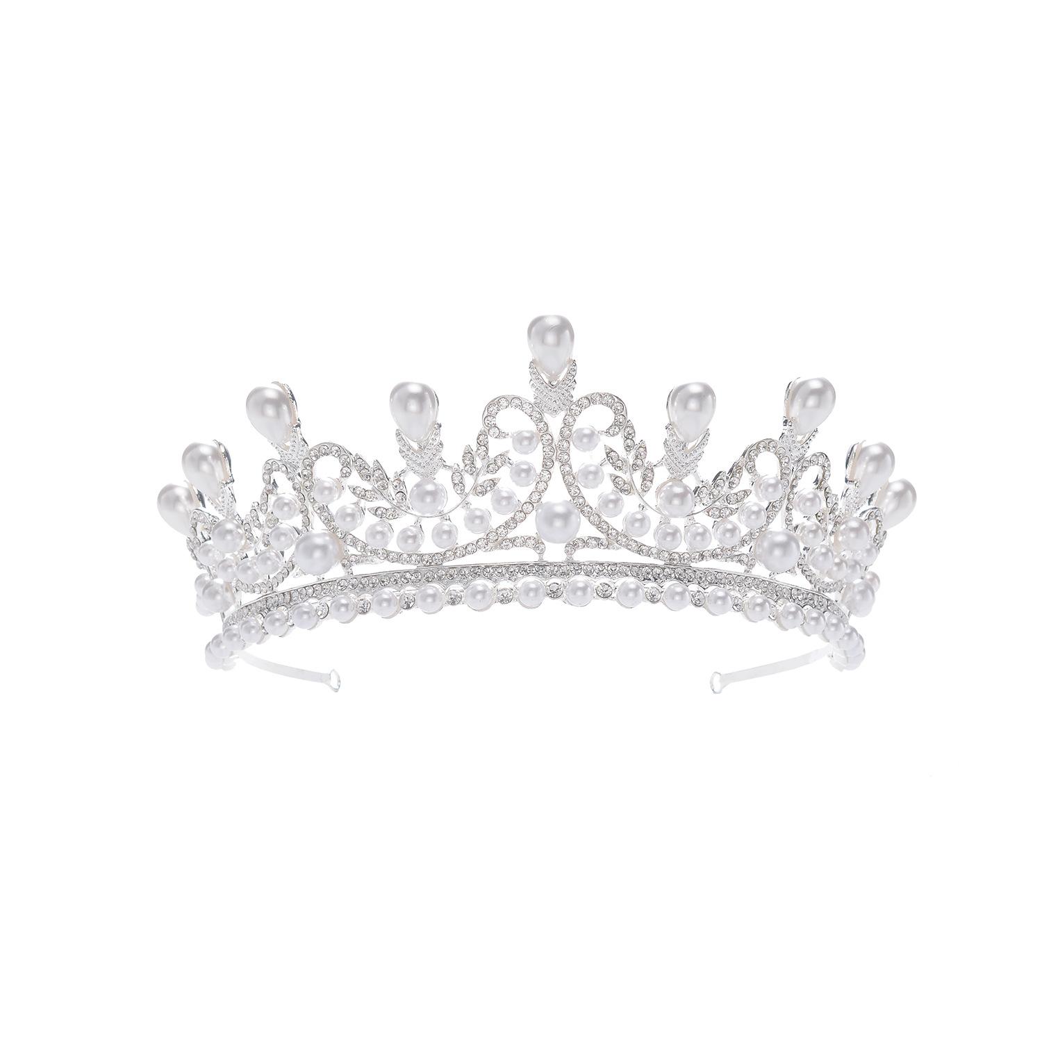 

Популярный европейский стиль свадебный жемчуг стразы корона тиара аксессуары для волос свадебное платье свадебные аксессуары