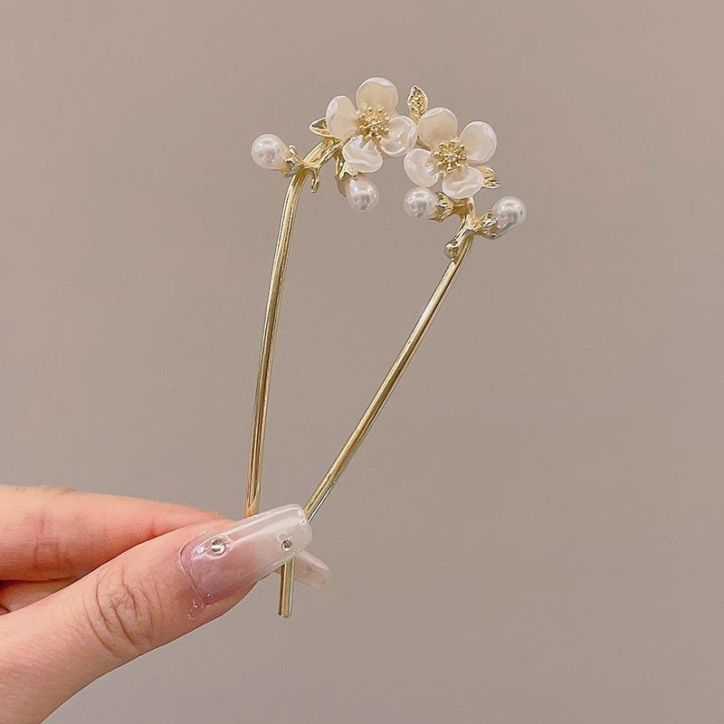 U-Shaped Fixed Hairpin with High-End Alloy Comb for Women's Updos - Ancient Style Four-Tooth Insert