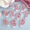 High-End Pink Glitter Crown Number Candle for First Birthday Cake Decoration