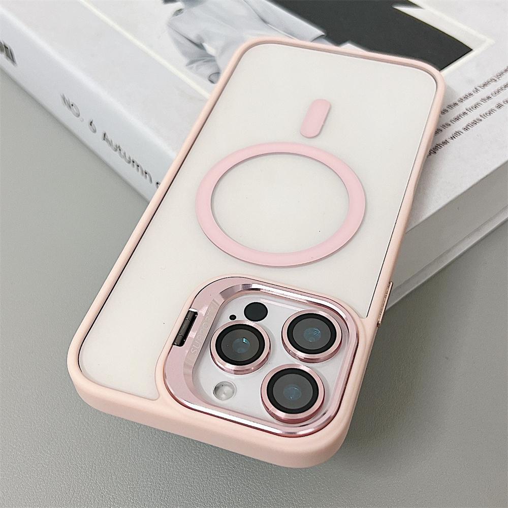 transparent magnetic shockproof phone case For iPhone 16 15 14 13 12 11 Pro Max Plus Magsafe Funda Stand Protection Cover