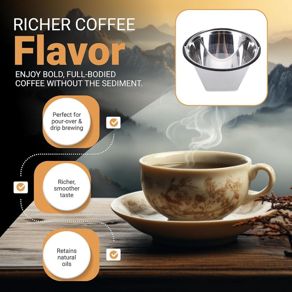 Stainless Steel Coffee Maker Filter Reusable Coffee Filter Basket Home Coffee Brewing