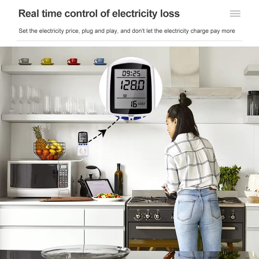 Digital Voltage Wattmeter Power Meter 110/250V Wattage Kwh Energy Consumption Socket EU/US/UK /FR/AU Plug 7 Display Models