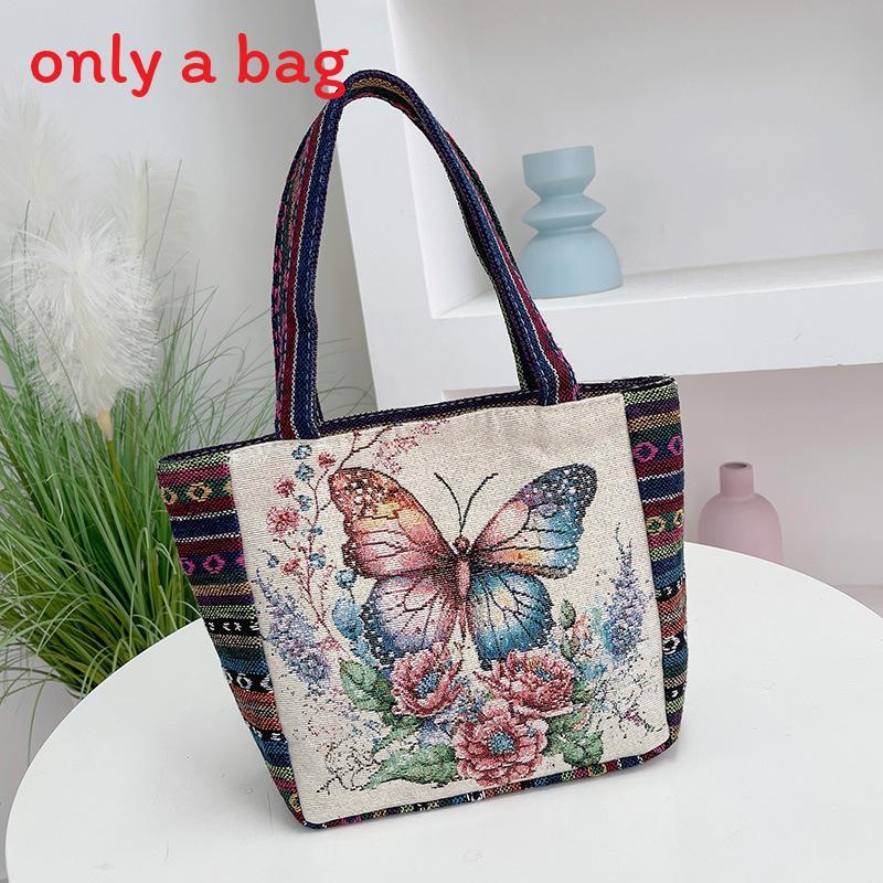 Ethnic Embroidered Handbag For Women With Canvas Material And Zipper Closure For Daily Use