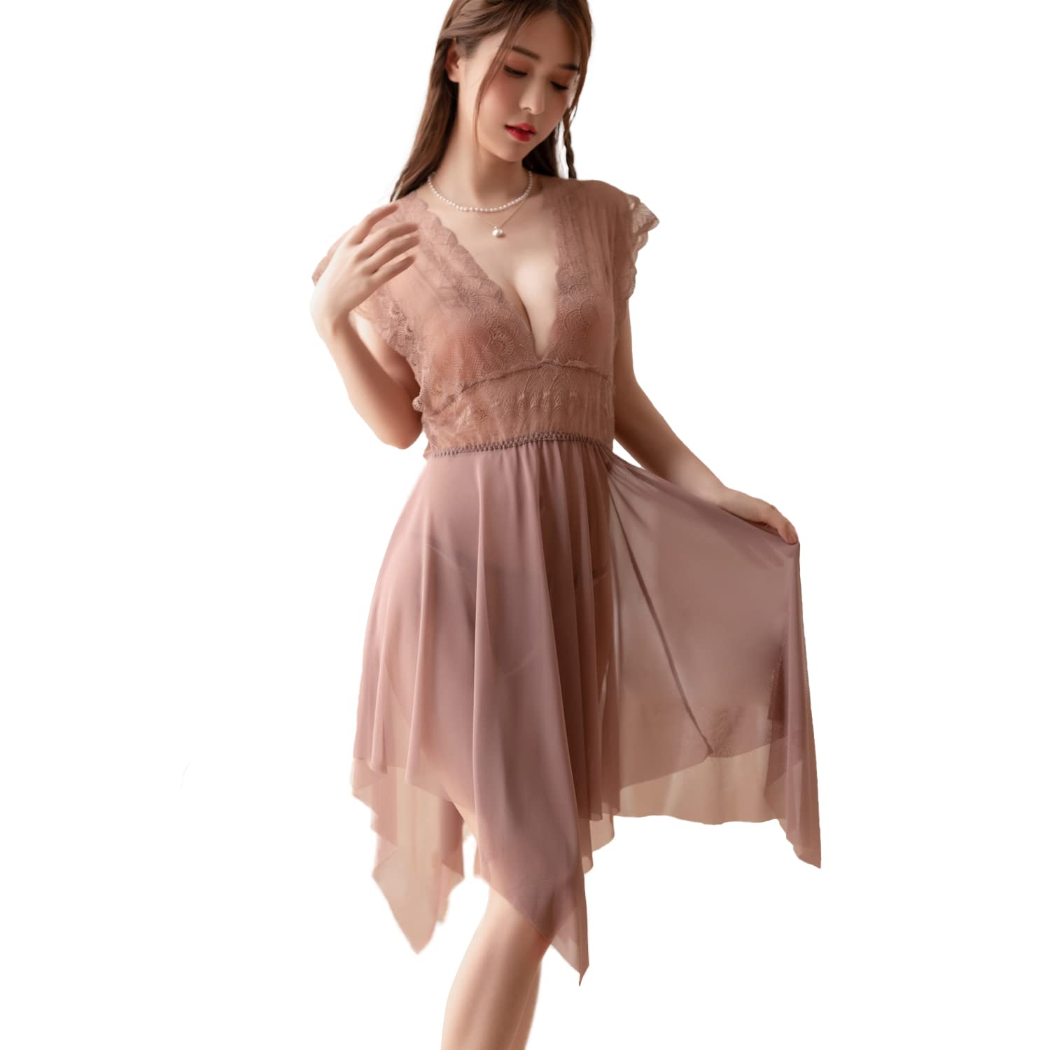 

Sexy babydoll transparent and half fluttery and cute gorgeous lace chest [DiaGHP] lingerie, sexy, slip, elegant, hem,