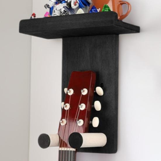 Guitar Wall Mount Hanger Shelf Pick Holder Wood Hook Electric Guitar Display Rack Personalized Guitar Decor