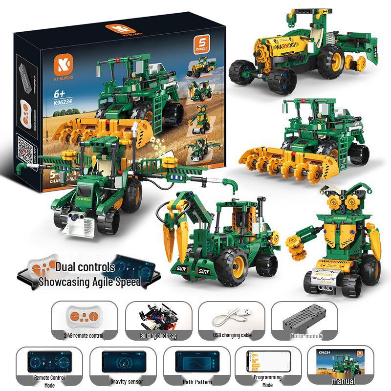 5-in-1 Robot Programming Building Blocks Educational Toy for Kids - Digital Display Remote Control