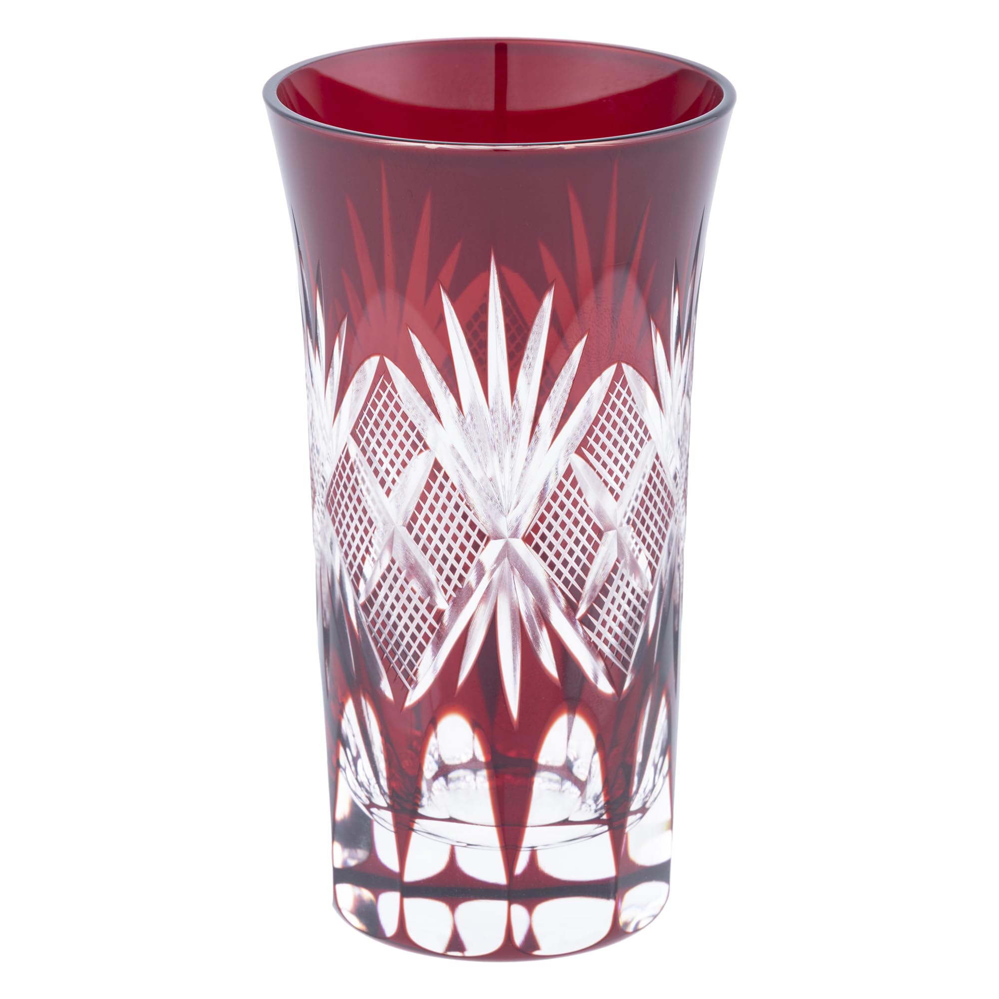 [Authentic Product] Tajima Glass  Edo Kiriko  Small Beer Glass, Approx. 5.5cm Diameter x 10cm Height, Approx. 120ml Capacity, Fish Scale Pattern, Copp