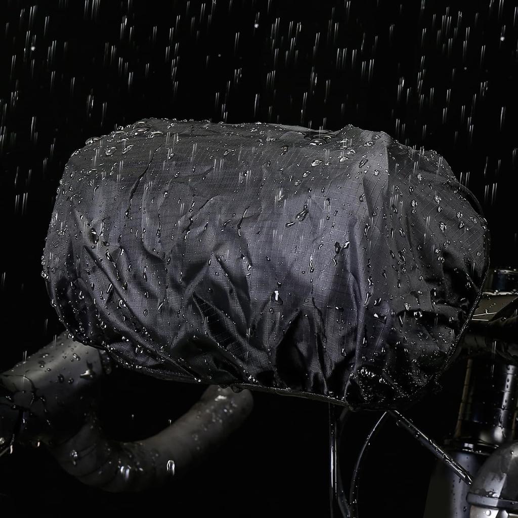 WILD MAN Hard Case Bicycle Handlebar Bag Elastic Drawstring Cycling Handlebar Bag for Bikes - Pack/Front Road/Mountain (GD8, Black) [Used]