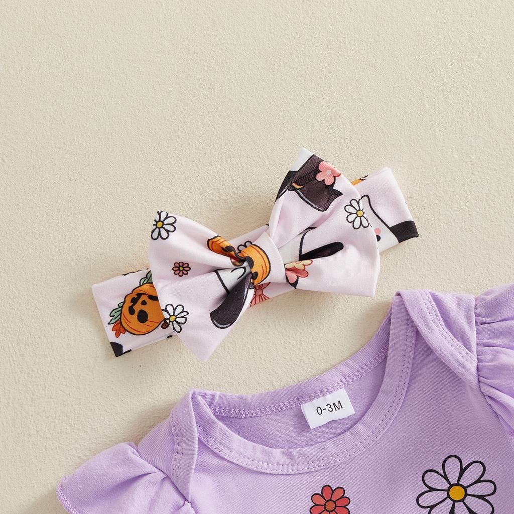 Citgeett Autumn Halloween Infant Baby Girls Outfits Long Sleeve Jumpsuit Skort Socks Headband Fall Clothes