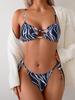 2025 Cross-Border Lace-Up Printed Bikini Swimsuit for Women - European & American Style