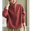 Autumn Winter Stand Collar Zipper Solid Color Pullover Sweatshirt Women Loose Casual All-match Top