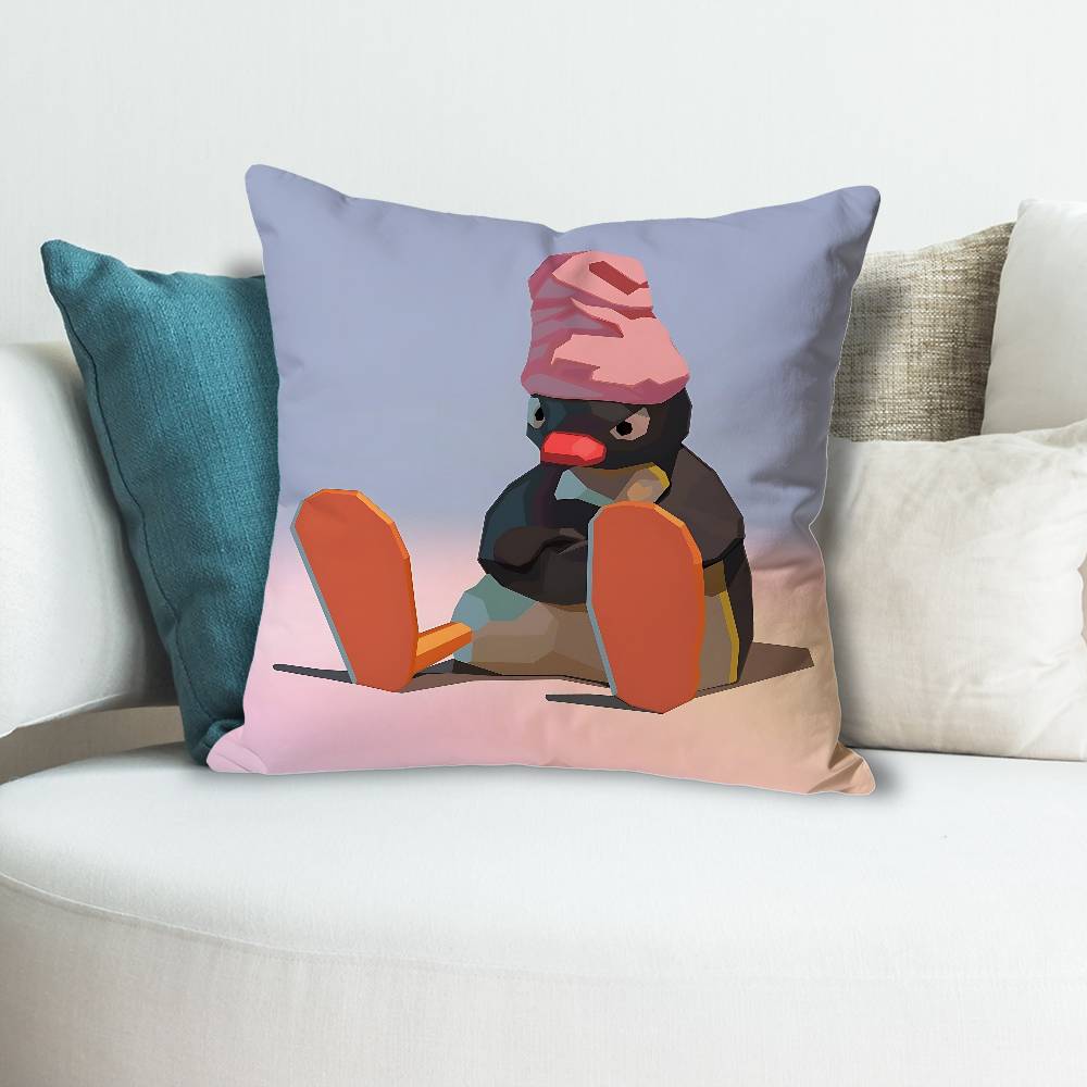 Penguin Cute PPingu Various Sizes Square Pillow Case For Car Home Bedchamber Decor Custom Valentine gift