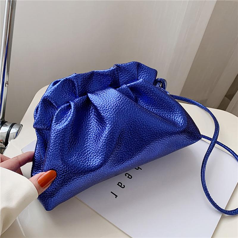 

Роскошная золотая сумка-облако для женщин, кожаная сумка-хобо в стиле ретро, сумка-кроссбоди в стиле «облако», маленькая сумка для телефона, дизайнерская сумка-клатч с зажимом для женской сумки Bolsa синий